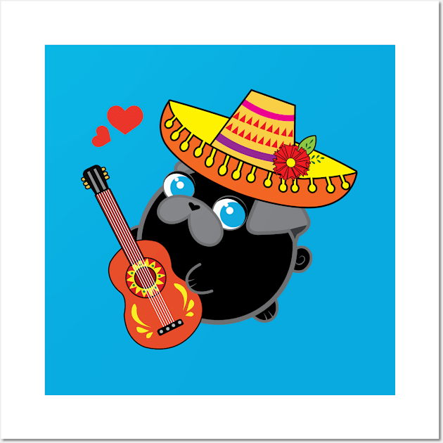 Poopy the Pug Puppy - Day of the Dead Wall Art by Poopy_And_Doopy